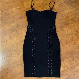 H&M Women’s Black Lace Up Midi Dress Strap Sz 4